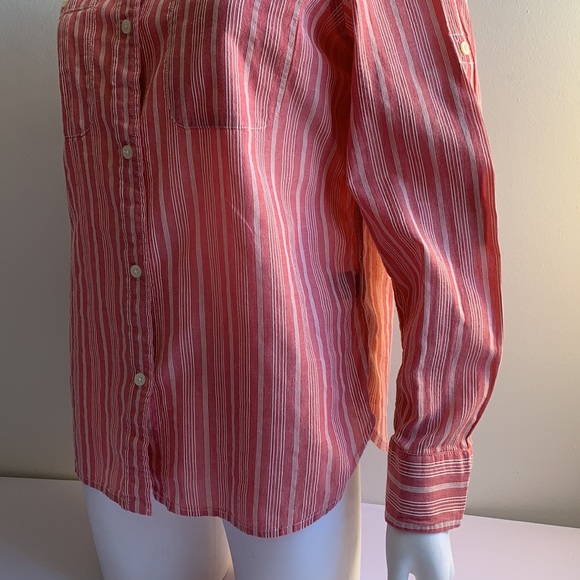 Pink Striped Lauren Cotton Blouse Petite Large - Picture 4 of 8